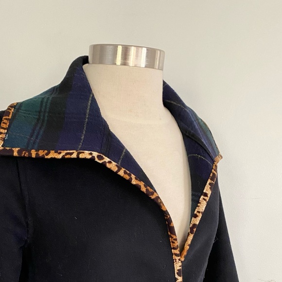 Soft Surroundings Reversible Plaid Leopard Wool Coat - Picture 4 of 8